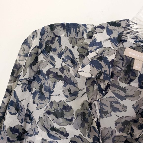 Banana Republic Women's Button Down Tie Waist Semi Sheer Shirt Top Blouse - Picture 3 of 12